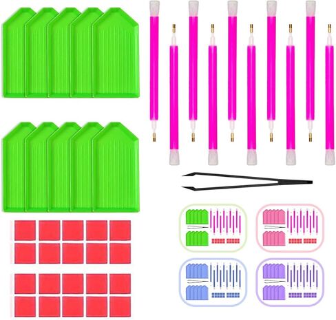 Pudier 41PCS Diamond Art Painting Tools 5D Diamond Art Wax Accessories, with 10 Pens, 10 Rays, 20 Glue Clay,1 Tweezers, for DIY Painting Crafts (31, Green) in Saudi Arabia