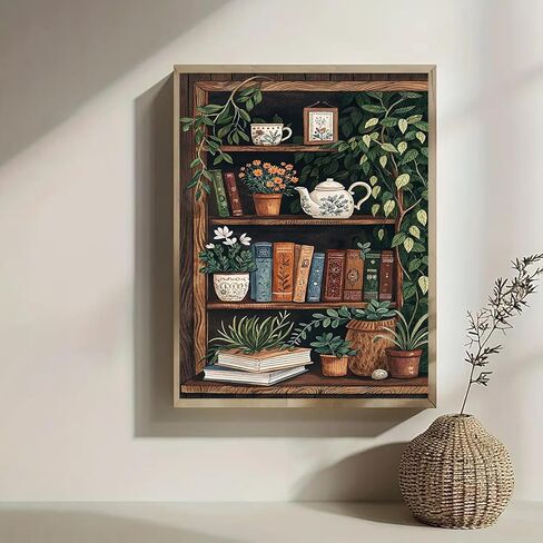 Lophomie Diamond Art Kits للبالغين، 5D DIY Book Diamond Painting Kits للمبتدئين، مجموعات النقاط الماسية جوهرة فنون الحرف اليدوية لديكور الحائط المنزلي 12 × 16 بوصة (رف الكتب) in Kuwait