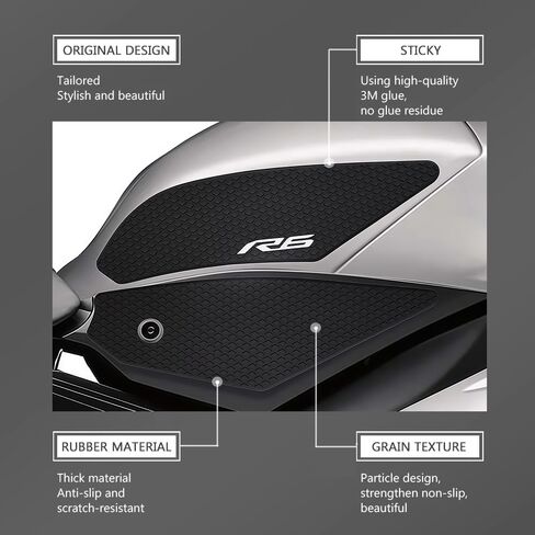 Motorcycle Tank Grip Side Decals Anti Slip Tank Pad Stickers for Yamaha YZFR6 GYTR 2017 GYTR YZF R6 Race 2022 2023 Tank Grips in Kuwait