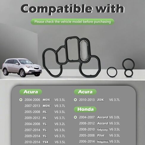 15825-P8A-A01،91319-PR3-000 محرك متغير توقيت الصمام VVT VTEC الملف اللولبي تصفية طوقا مجموعة غطاء V6 3.0L 3.2L 3.5L 3.7L مناسب لـ Acura MDX RL TL TSX ZDX لهوندا أكورد أوديسي بايلوت ريدجلاين in Kuwait