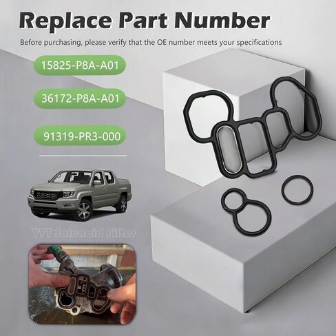 15825-P8A-A01،91319-PR3-000 محرك متغير توقيت الصمام VVT VTEC الملف اللولبي تصفية طوقا مجموعة غطاء V6 3.0L 3.2L 3.5L 3.7L مناسب لـ Acura MDX RL TL TSX ZDX لهوندا أكورد أوديسي بايلوت ريدجلاين in Kuwait