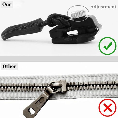 12-Piece Universal Zipper Repair Set - Interchangeable Zipper Heads, 3 Sizes (Black) in Kuwait