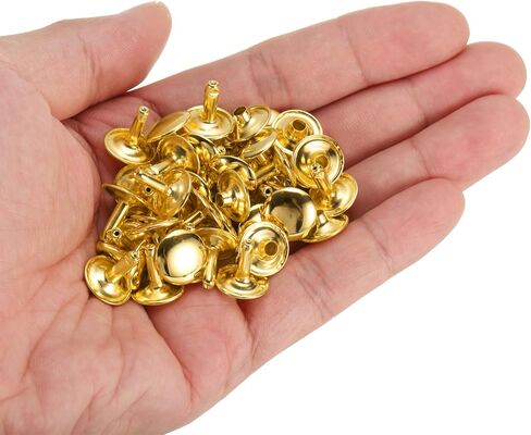 Generic 60 مجموعة من المسامير الجلدية ذات الغطاء المزدوج، 12 × 12 مم، غطاء دائري أنبوبي معدني، مسامير جلدية لتصنيع حزام القماش، طوق الحيوانات الأليفة، إصلاح وتزيين حقيبة الحذاء، ذهبي in Kuwait