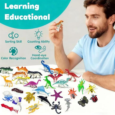 120PCS Mini Animal Figurines Toys Set, 4 Themes Dinosaur Ocean Jungle Insect Playset, Realistic Simulation Wildlife Figures, Bulk Party Favors Supplies, Home Desk Decor for Collectors in Saudi Arabia