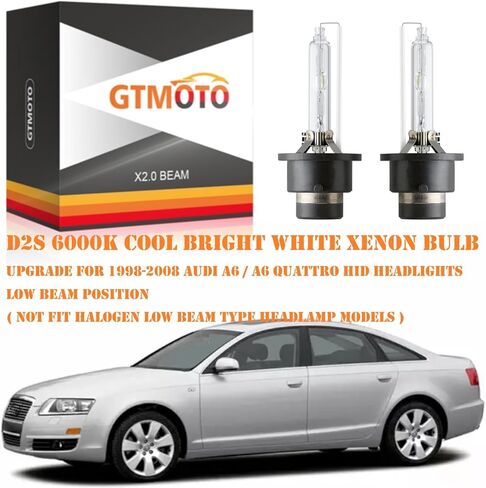 لـ 1998-2005 2006 2007 2008 Audi A6 A8 المصابيح الأمامية D2S زينون HID لمبة، S8 S6 C6 Quattro مصباح أمامي لجهاز العرض شعاع منخفض متكيف، 6000K أبيض ساطع بديل للضوء OEM 35W D2SC1، عبوتان in Kuwait