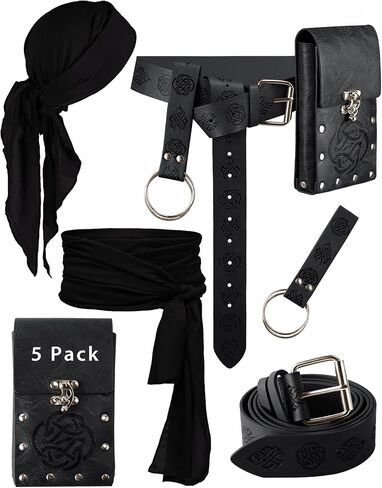 Pirate Costume Accessories, Medieval Leather Belt Set for Men & Women – Ideal for Renaissance Fairs, Cosplay Parties in Saudi Arabia