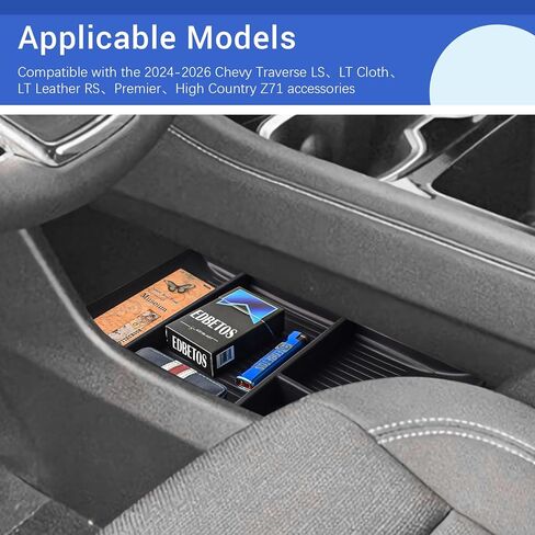 صينية تنظيم وحدة التحكم المركزية السفلية من EDBETOS متوافقة مع الملحقات الداخلية 2024 2025 2026 Chevy Traverse، ومسند الذراع السفلي لصندوق التخزين، ودرج إدراج للمفاتيح، والمحفظة (ليست لعام 2024 محدود) in Kuwait