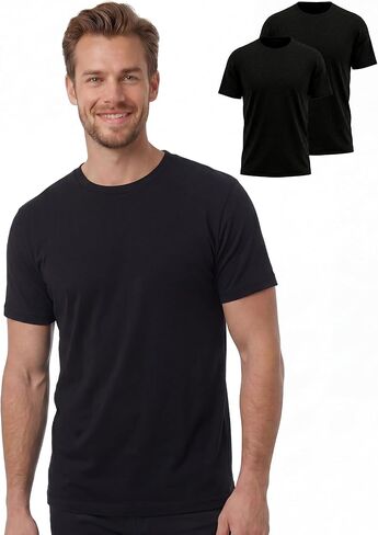 2 Pack 100% Merino Wool T-Shirts for Men - Lightweight Wool Base Layer, Short Sleeve Crewneck Undershirt in Saudi Arabia