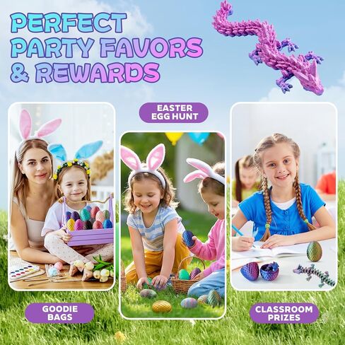 25 Pcs 3D Printed Dragon Eggs with Articulated Dragon Inside, 6.1" Magic Silk Rainbow Dragon Bulk Set, 2.2" Dragon Egg Collection, Unique Gradient Dragon Figurine, Desktop Stress Relief Toys Gifts in Saudi Arabia