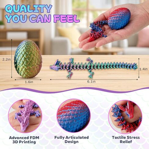 25 Pcs 3D Printed Dragon Eggs with Articulated Dragon Inside, 6.1" Magic Silk Rainbow Dragon Bulk Set, 2.2" Dragon Egg Collection, Unique Gradient Dragon Figurine, Desktop Stress Relief Toys Gifts in Saudi Arabia
