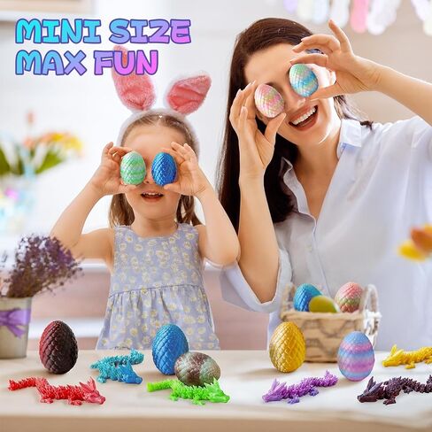 25 Pcs 3D Printed Dragon Eggs with Articulated Dragon Inside, 6.1" Magic Silk Rainbow Dragon Bulk Set, 2.2" Dragon Egg Collection, Unique Gradient Dragon Figurine, Desktop Stress Relief Toys Gifts in Saudi Arabia