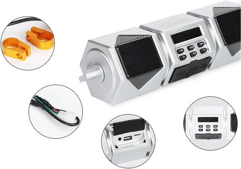 دراجة نارية مكبر صوت ستيريو BT المقود جبل مشغل MP3 ديو مكبر للصوت نظام منفذ USB/TF بطاقة/X تشغيل لتعديل دراجة نارية 12 فولت in Kuwait