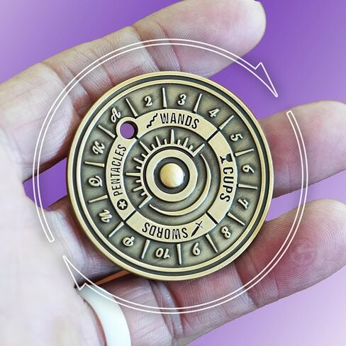 Tarot Cards Coin for Divination Readings, Spin and Stop Decision Tool, Fortune Telling Deck Spinner (Antique Silver) in Saudi Arabia