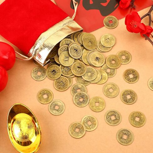 160 Pcs Chinese Lucky Coins, Lunar New Year Feng Shui Coins Chinese I-Ching Coins Ancient Qing Dynasty Coin Ornament for Wealth Fortune in Kuwait