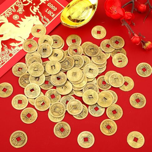 160 Pcs Chinese Lucky Coins, Lunar New Year Feng Shui Coins Chinese I-Ching Coins Ancient Qing Dynasty Coin Ornament for Wealth Fortune in Kuwait