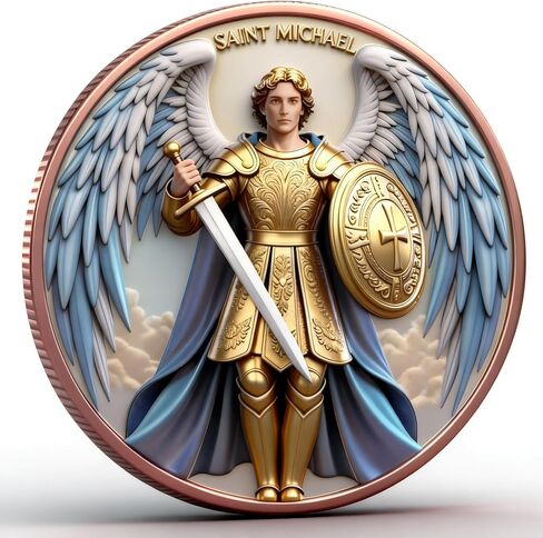 Angel Prayer Token with Santa Michae Challenge Coin - Military Christian Coin for Protection, Bible Verse Gift for Police, Firefighter, Nurse, Army - Inspirational Pocket Reminder (Antique Bronze) in Saudi Arabia