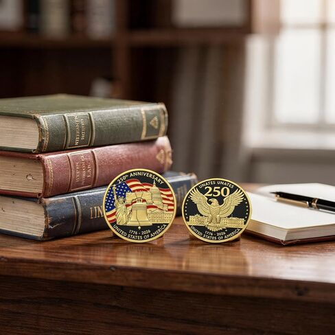250th Anniversary Commemorative Coins - American Flag & Liberty Bell Design Collectible Coins, Durable Metal Anniversary Coins, America 250th Merchandise for Celebration & Gifting(1776-2026) in Saudi Arabia