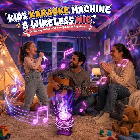 Rossetta Galaxy Projector Karaoke Machine for Kids, Rechargeable Star Projector with Wireless Microphone, Bluetooth Speaker, Night Light Projector for Bedroom, Christmas Birthday Gifts for Kids Teens in Saudi Arabia