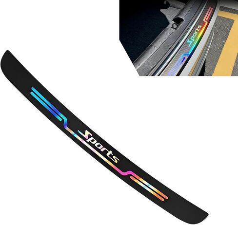 Car Rear Bumper Door Sill Plate Protector, Shiny Laser Design Car Trunk Edge Anti-Collision Guard Sticker, 2.75" x 35.4" Rear Threshold Decor Decal, Universal for Most Cars (Black#Sports) in Saudi Arabia