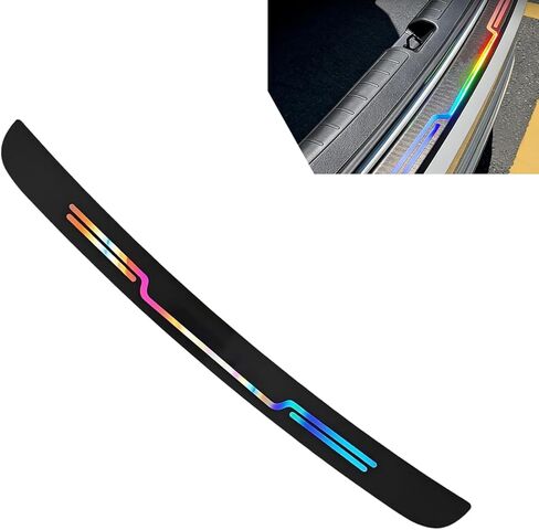 Car Rear Bumper Door Sill Plate Protector, Shiny Laser Design Car Trunk Edge Anti-Collision Guard Sticker, 2.75" x 35.4" Rear Threshold Decor Decal, Universal for Most Cars (Black#Sports) in Saudi Arabia