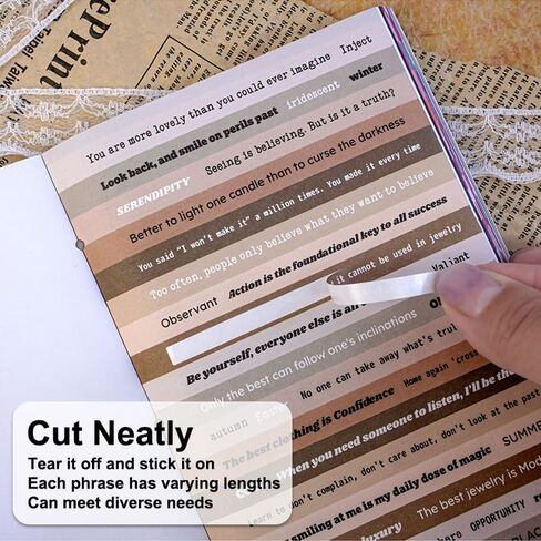 60 Sheets Scrapbook Supplies Kit Word Stickers, Inspirational Quote Stickers Book for Journaling and Scrapbooking, Ephemera for Junk Journal Supplies, Bujo, Collage in Kuwait