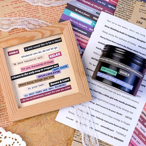 60 Sheets Scrapbook Supplies Kit Word Stickers, Inspirational Quote Stickers Book for Journaling and Scrapbooking, Ephemera for Junk Journal Supplies, Bujo, Collage in Kuwait