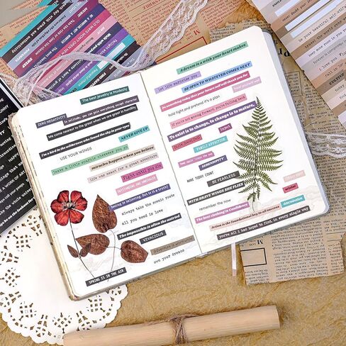60 Sheets Scrapbook Supplies Kit Word Stickers, Inspirational Quote Stickers Book for Journaling and Scrapbooking, Ephemera for Junk Journal Supplies, Bujo, Collage in Kuwait
