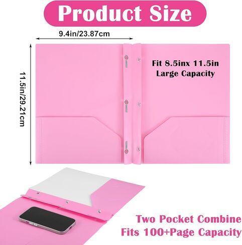 16 Pcs Plastic Folders with Pockets and Prongs, 2 Pocket Folders in 8 Colors, 11.5x9.4 Inch Heavy Duty Portfolio for Office, Files Documents in Kuwait