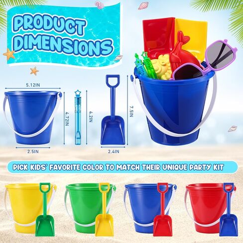 Realspring 24 Set End of Year Students Gift from Teacher Bulk Summer Beach Party Favors Preschool Kindergarten Graduation Gifts Kids Sand Bucket Shovel Sunglasses Sand Mold Bubble Wand for Birthday in Kuwait