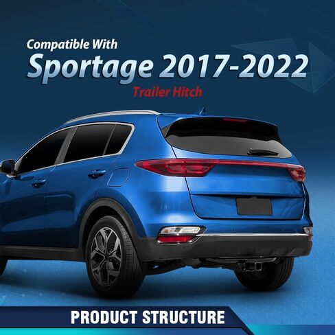 وصلة سحب مقطورة PIT66 مقاس 2 بوصة من الفئة 3 متوافقة مع كيا سبورتاج 2017-2022 باللون الأسود in Kuwait