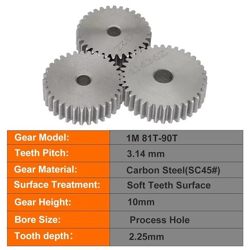 ترس مهماز 1M-81T/82T/83T/84T/85T/86T/87T/88T/89T/90Teeth SC45# مادة فولاذية كربونية أسطوانية 1 قطعة ﻿(1M 85T - تتحمل 10 مم) in Kuwait