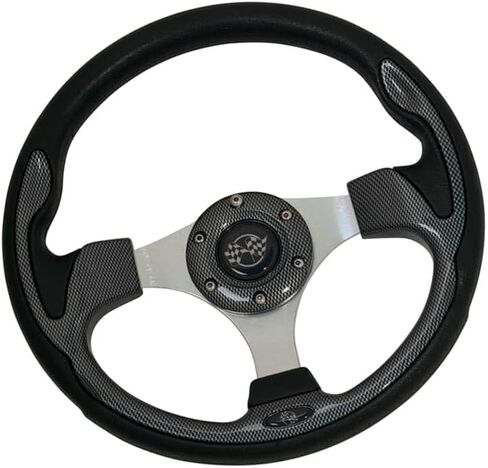 ULTIMATE GOLF CART CARBON FIBER STEERING WHEEL W/CHOICE OF BLACK OR CHROME ADAPTER FOR CLUB CAR PRECEDENT (2004 & UP) (BLACK) in Saudi Arabia
