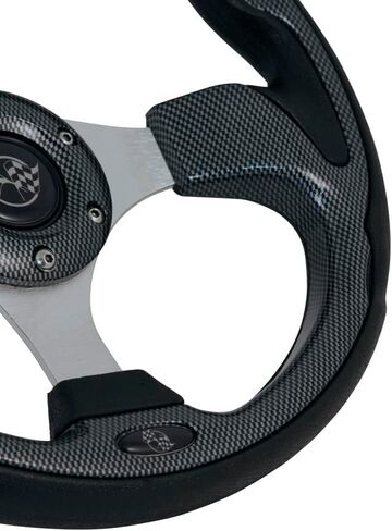 ULTIMATE GOLF CART CARBON FIBER STEERING WHEEL W/CHOICE OF BLACK OR CHROME ADAPTER FOR CLUB CAR PRECEDENT (2004 & UP) (BLACK) in Saudi Arabia