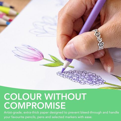 كتاب تلوين الربيع من شركة Castle Art Supplies | 72 رسمًا توضيحيًا لفصل الربيع برعاية فنانين مع دليل مرجعي للألوان | لا يوجد نزيف، ورق من فئة الفنان | حجم المناظر الطبيعية A4 | مجموعة مواسم in Kuwait