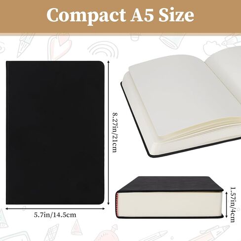 A5 Thick Sketchbook, 660 Pages Blank 80GSM Paper Lay-Flat Notebook, Soft Faux Leather Sketchbook for Drawing Charcoal Pencil, Inks Pen, Colored Pencil, Acrylic Marker, Oil Pastel in Saudi Arabia
