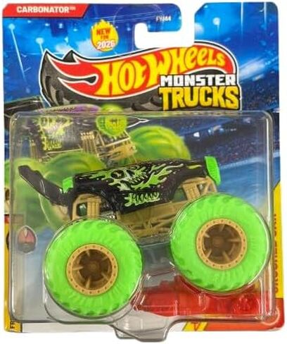 Hot Wheels Monster Trucks Carbonator [أخضر] Freestyle Wreckers 9/11 (تتضمن سيارة محطمة) جديدة لعام 2026! لعبة سيارة مصبوبة بمقياس 1:64 in Saudi Arabia
