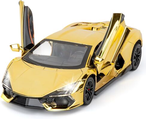 1/24 Scale Gold Lambo Revuelto Diecast Car Model, Collectible Diecast Toy Car with Lights and Sounds, Pull Back Vehicles Toy for Adults Kids Birthday Gifts Decoration in Saudi Arabia