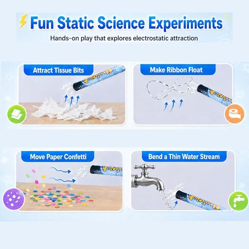Fun Fly Stick Electric Static Wand Science Kit Education Toys Magic Levitation Wand 10 Flying Shapes Suspension Stick Learning Toys(Blue) in Saudi Arabia
