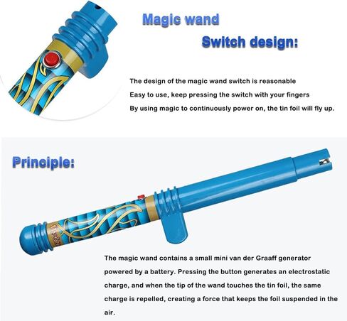 Fun Fly Stick Electric Static Wand Science Kit Education Toys Magic Levitation Wand 10 Flying Shapes Suspension Stick Learning Toys(Blue) in Saudi Arabia