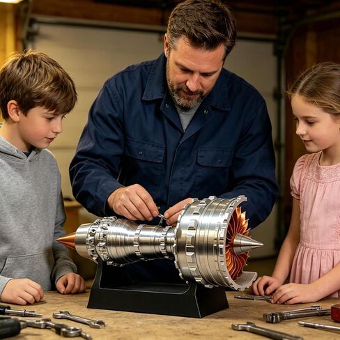 نموذج محرك Turbofan، نموذج محرك نفاث، مجموعة بناء محرك طائرة العلوم الميكانيكية المطبوعة ثلاثية الأبعاد للبالغين والمراهقين 14+، هدية جذع العلوم التعليمية لهواة الفن التجميعي (23 سم/9.3 بوصة) in Kuwait