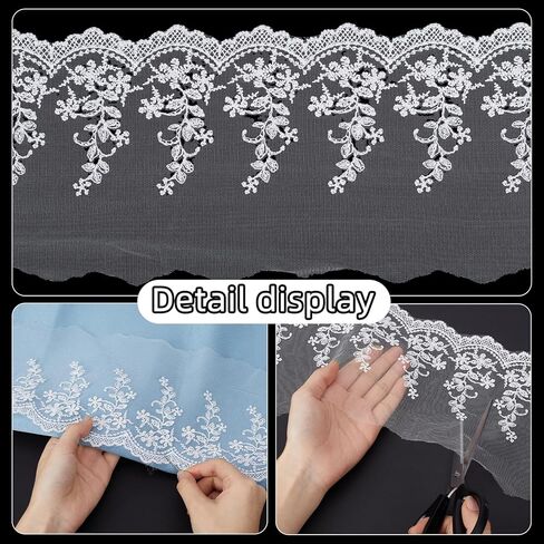 8 Yards 5.5 Inch Europe Rose Lace Ribbon for Crafts, Vintage Floral Lace Ribbons, Crochet Sewing Trimming for DIY Wrap Scrapbooking Bridal Shower Wedding Decor in Saudi Arabia