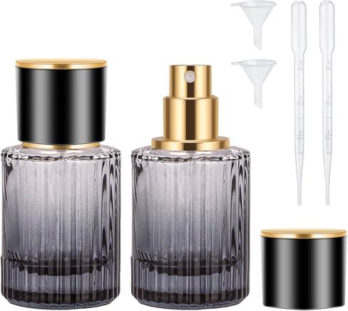 زجاجة عطر كلاسيكية للسفر فارغة، 4 قطع 30 مل رذاذ عطر محمول عالي الجودة مع قمع وقطارة، رذاذ رذاذ ناعم مانع للتسرب مثالي للعطور والتونر والعناية بالبشرة in Kuwait