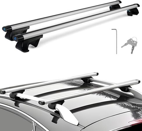 Universal 49inch / 125cm Roof Rack Cross Bars, 200lbs Lockable Aluminum Roof Rack Crossbars Storage Accessories, Roof Rack CrossBars for Bicycle, Kayak, Cargo, Cargo Carrier, Skiboard in Saudi Arabia