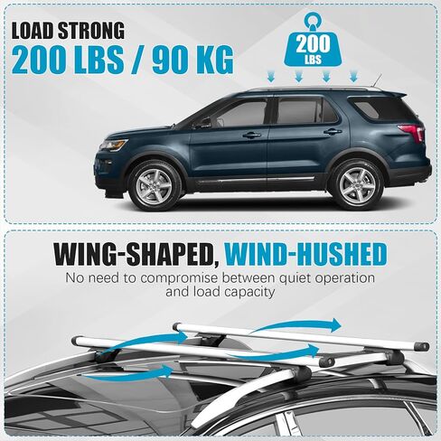 Universal 49inch / 125cm Roof Rack Cross Bars, 200lbs Lockable Aluminum Roof Rack Crossbars Storage Accessories, Roof Rack CrossBars for Bicycle, Kayak, Cargo, Cargo Carrier, Skiboard in Saudi Arabia
