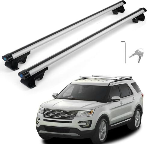 Universal 49inch / 125cm Roof Rack Cross Bars, 200lbs Lockable Aluminum Roof Rack Crossbars Storage Accessories, Roof Rack CrossBars for Bicycle, Kayak, Cargo, Cargo Carrier, Skiboard in Saudi Arabia