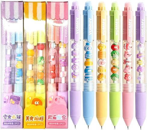 6 Pcs DIY Beads Pens 0.5mm, Retractable Gel Ink Pen, Animal Beads, Smooth Writing Black Ink, School Office Stationery Gifts for Girls, Women, Journaling in Saudi Arabia