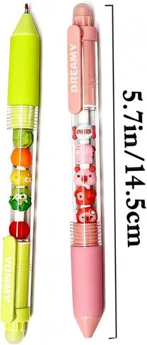 6 Pcs DIY Beads Pens 0.5mm, Retractable Gel Ink Pen, Animal Beads, Smooth Writing Black Ink, School Office Stationery Gifts for Girls, Women, Journaling in Saudi Arabia