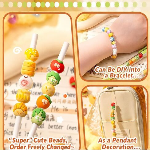 6 Pcs DIY Beads Pens 0.5mm, Retractable Gel Ink Pen, Animal Beads, Smooth Writing Black Ink, School Office Stationery Gifts for Girls, Women, Journaling in Saudi Arabia