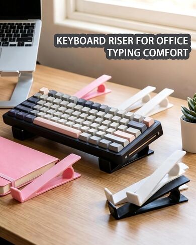 Keyboard Riser for Office Typing Comfort, Universal Keyboard Feet & Laptop Stand for Desk, Manual Keyboard Support for Mechanical and Slim Keyboards, 3-Color Set (Pink, Black, White) in Saudi Arabia