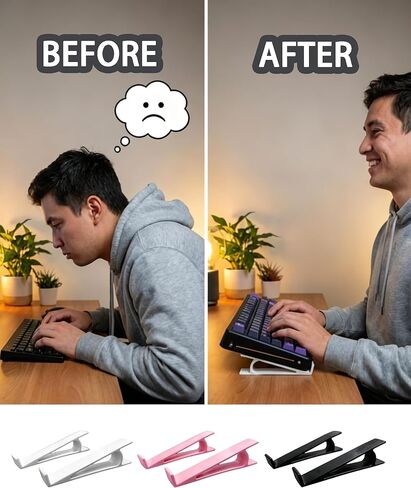 Keyboard Riser for Office Typing Comfort, Universal Keyboard Feet & Laptop Stand for Desk, Manual Keyboard Support for Mechanical and Slim Keyboards, 3-Color Set (Pink, Black, White) in Saudi Arabia